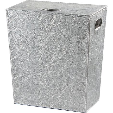Panier à linge Ecopelle en cuir synthéthique avec sac 48x30xh61cm - perle chromé