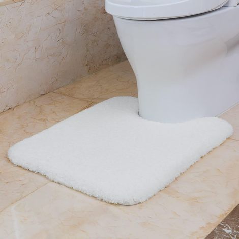 Tapis de toilette antidérapant, absorbant microfibre épaisse, revers imperméable, lavable en machine, 50,8 x 61 cm, blanc