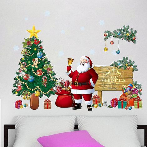 Stickers muraux de Noël Père Noël, sapin de Noël, décorations pour la maison et le jardin (1/3)