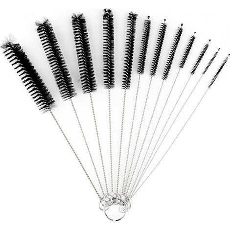 Ensemble de 12 brosses de nettoyage en nylon pour bouteilles, idéal pour les tubes à essai et les théières. (1/4)