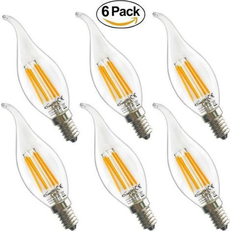 6x E14 LED-Glühbirne in Kerzenform, 6 W, Edison-Vintage-Glühbirne, warmweiß, 470 lm, 220 V Wechselstrom (1/5)