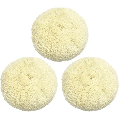 Tampon de Polissage en Laine,Accessoire Pour Polisseuse Réutilisable de 15 cm - Lot de 3 Tampons en Laine pour Lustrage pour Finition Détaillée et Restauration de Peinture Automobile avec (1/5)