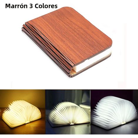 (10x8x2cm, marron, disponible en 3 couleurs, taille S) Veilleuse LED rechargeable en bois pliable et créative. (1/5)