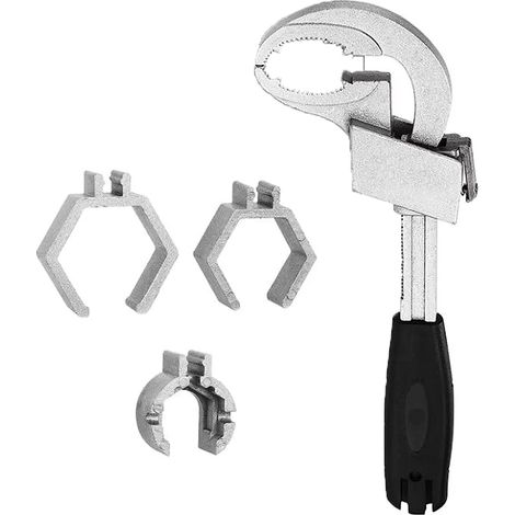 Clé réglable à double extrémité, clé à molette multifonctionnelle pour le démontage et l'assemblage d'articles sanitaires, jeux de clés en croissant (1/5)
