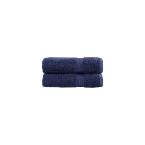 Serviettes de douche haut de gamme SOLUND, lot de 2. Bleu marine, 70 x 140 cm, 600 g/m². - Crézuo (1/4)
