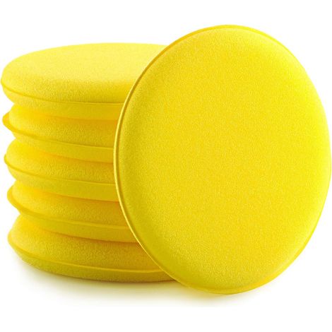 Microfibre voiture Microfibre tampon de nettoyage à l'éponge douce à cire 6 pièces (jaune) (1/5)