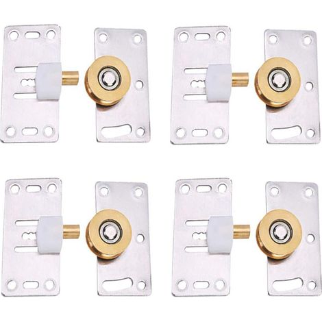 Beijiyi – Roulettes pour portes coulissantes – Acier inoxydable et laiton – Plaque 7.5x3.8cm – Montage facile avec boutons en cuivre – Glissement fluide (1/5)
