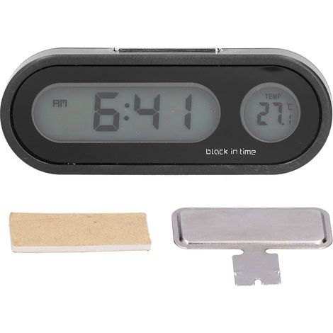Thermomètre de voiture veilleuse rétro-éclairage électronique horloge de tableau de bord de voiture pour bureau à domicile extérieur (1/5)