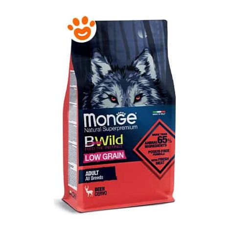 Monge Dog Bwild Low Grain Adult All Breed Cervo - Monge Dog Bwild Low Grain Adult All Breed Cervo - Sacco Da 2,5 Kg