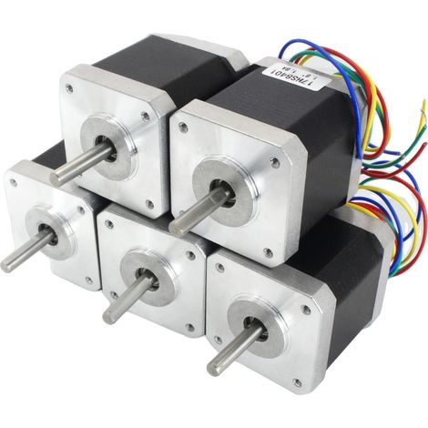 Motor paso a paso híbrido, 42 x 42 x 48 mm, par de retención 78 oz-in, corriente 1,8 A, ángulo de paso 1,8 grados (1/5)