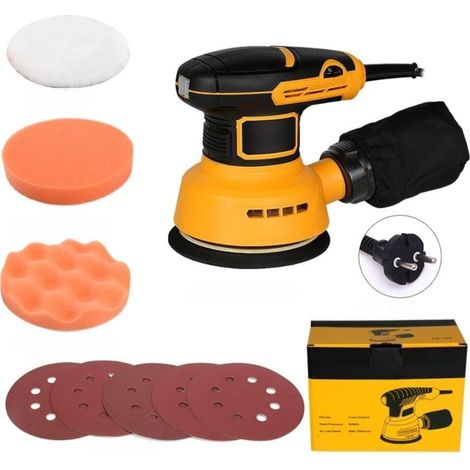Irovami Ponceuse électrique excentrique 300 W, 12 000 tr/min, 6 vitesses, plateau de 125 mm (5 pouces), idéale pour le ponçage du bois, le cirage et le polissage de voitures (1/5)