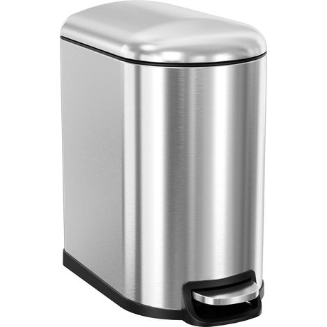 Poubelle métal rectangulaire 20L étroite, softclose, couleur inox (1/5)