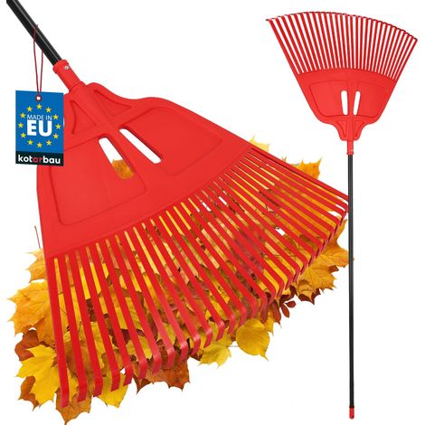KOTARBAU® Rateau À Feuilles - Plastique - 67 cm - avec Manche en Aluminium - Extra-Click - Rateau Jardin - Ramasse Feuilles - Léger - Rouge & Noir - Ergonomique (1/5)