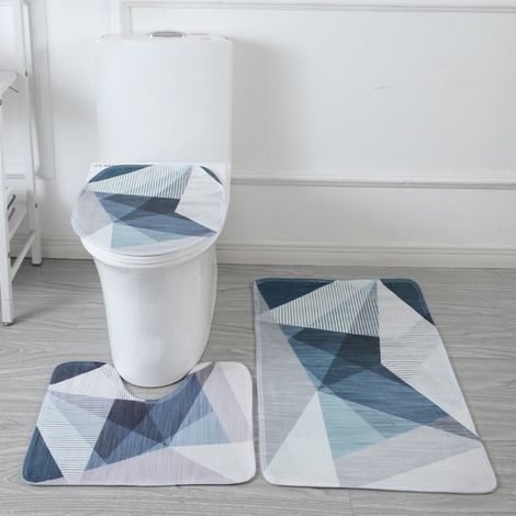 Tapis De Salle De Bain - 3 Pièces En Polyester Non Glissant Avec Fond En Pvc - Pour Baignoire Douche Et Lavabo - 50x80 cm 50x45 cm 50x40 cm (1/5)