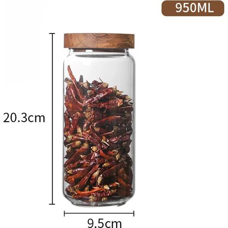 (950ml) Boîte de rangement en bois, adaptée pour sceller les bouteilles en verre et conserver les aliments de cuisine. (1/5)