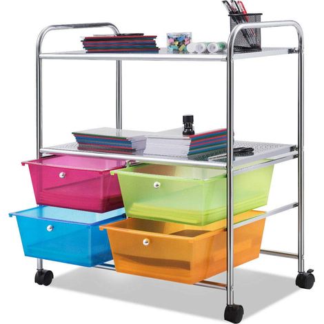Carello con 4 Cassetti Carrello Portaoggetti con Ruote per Cucina Bagno Ufficio (1/5)