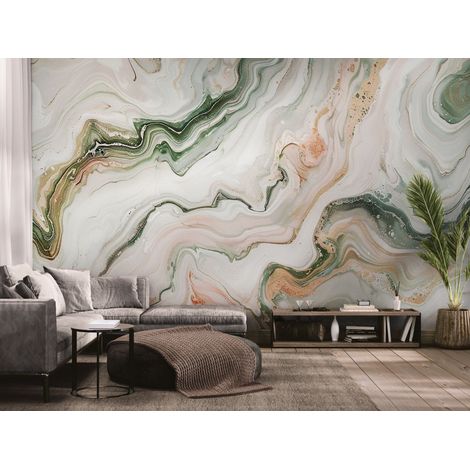 Papier peint Abstrait – vagues minérales aux tons terreux - 150 x 250 cm (1/2)
