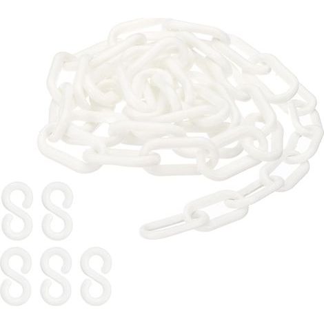 Cadenas de plástico blanco, 100 cm, 6 mm, para barreras, aparcamientos, vallas, puertas y decoración (1/5)
