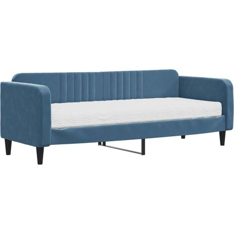 vidaXL Divano Letto con Materasso Blu 80x200 cm in Velluto (1/5)