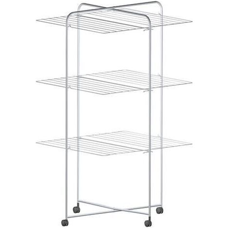Séchoir Tour FLP 160 3 S – Structure en Acier Plastifié Blanc – 30 m d'Étendage – Pliable pour Espaces Réduits (1/3)