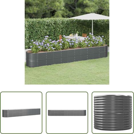 Pflanzkübel - Hochbeet Verzinkter Stahl 440x80x68 cm Anthrazit (1/5)