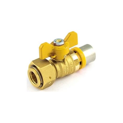 VALVOLA A SFERA PER MULTISTRATO GAS DIRITTA CON LEVA A FARFALLA Misura: 20 x 3/4"