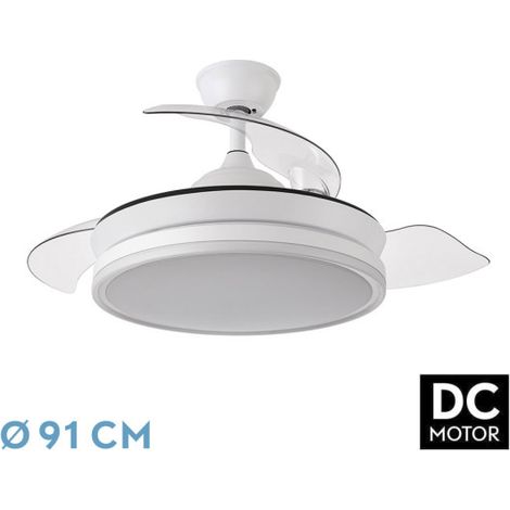 Ventilatore DC Bayomo 59W Bianco 4 Pale Pieghevoli 6980 lm 91 cm 3CCT Telecomando