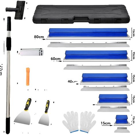 Spachtelset für Trockenbau, Edelstahlklingen, verschiedene Größen, Blaues 5-teiliges Set (1/2)