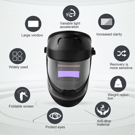 Masque de soudage automatique à tension variable alimenté à l'énergie solaire, casque de protection pour le soudage à l'arc sous argon, teinte DIN9-DIN13. (1/5)