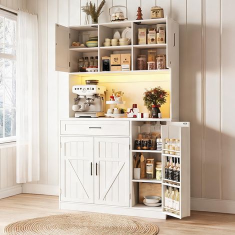 Buffet coloris blanc en mDF métal 110 x 38 x 180 cm (1/5)