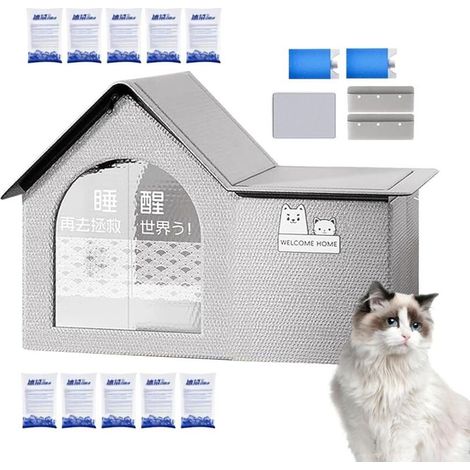Maison Rafraîchissante pour Chat - Abri Extérieur Isolant Contre La Chaleur