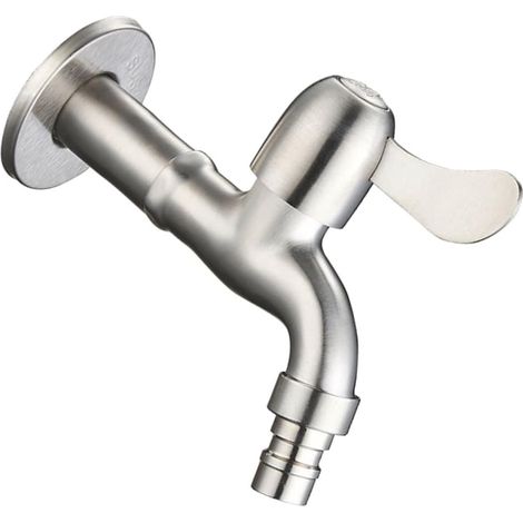Robinet lave-linge - G1/2 - inox - argenté - pour buanderie (1/5)
