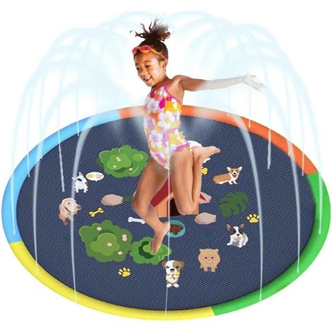 Grande aire de jeux aquatiques pour chiens en extérieur - Arroseur amusant et épais de 170 cm pour chiens (1/5)