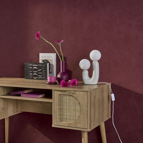 Lampe de table organique céramique beige et verre blanc H 31cm - Deva (1/5)
