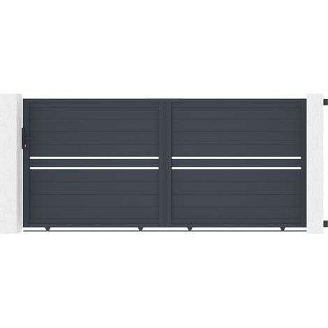 Casanoov – Portail coulissant aluminium gris 3,5m – Hauteur 1,6m – Conception pleine pour intimité – Résistant à la corrosion et léger (1/5)