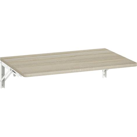 Table pliante murale, 60 x 40 cm, bureau suspendu gain de place aux angles arrondis, pour bureau, salon, chambre, cuisine, chêne
