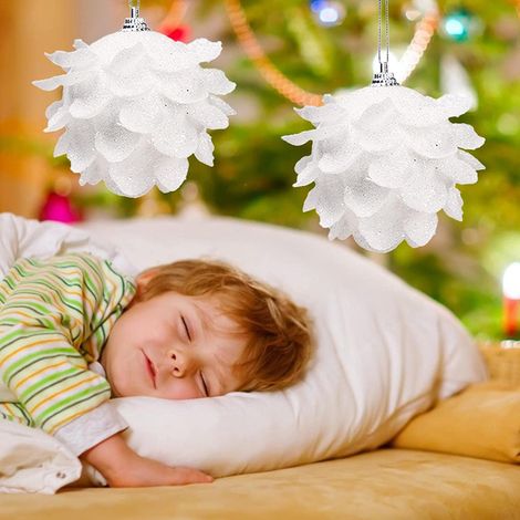 Lot de 3 boules de Noël en mousse à paillettes en forme de pétales, mini décorations de Noël à suspendre pour sapin, portes, cheminées et rideaux (1/5)
