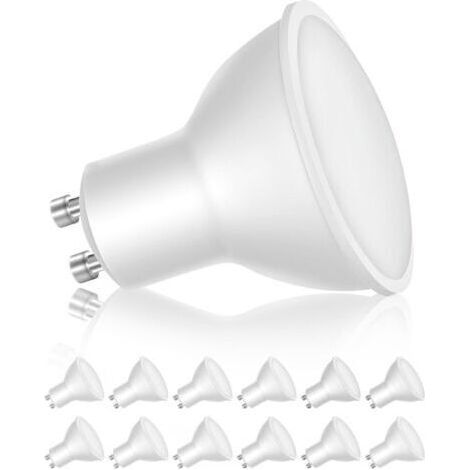 Lot de 12 ampoules LED GU10 blanc chaud, durée de vie jusqu'à 30 000 heures, haute efficacité énergétique classe D (90 % d'économie d'énergie) 3,5 W/3000 K/420 lm (1/5)
