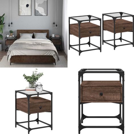 Nachttische 2 Stk. Braun Eichen-Optik 40x40x55 cm Holzwerkstoff - Nachttisch - Beistelltisch - Wohnzimmerschränke - Esszimmermöbel - Eiche Optik - Home & Living (1/5)