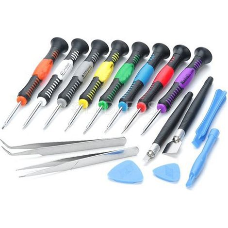 TrAdE Shop Traesio - Kit Riparazione Per Smartphone Set 16 In 1 Pezzi Cacciaviti Apertura Leve - (1/4)