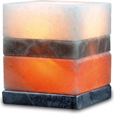 Lampe de Sel en Cristal en Forme de Cube avec Socle en Marbre Multicolore 5 à 6 kg - PANGIVO (1/2)