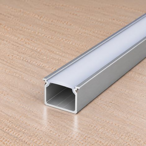 Profilo in alluminio anodizzato argento KIMERA-HELSE con diffusore opalino e terminali 2,02 M (1/3)
