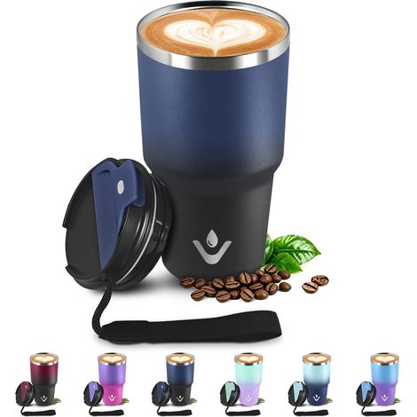 Mug Isotherme 600ml 20oz, Tasse Isotherme sans BPA, Tasse Thermos Double Paroi, Thermo Café Réutilisable Acier Inoxydable 304, Tumbler pour École, Sport, Bureau, Gym, Yoga, Camping, Randonnée (1/5)