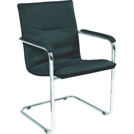 Silla escritorio RUMBA cromado/Ku-leder negro (por 2)