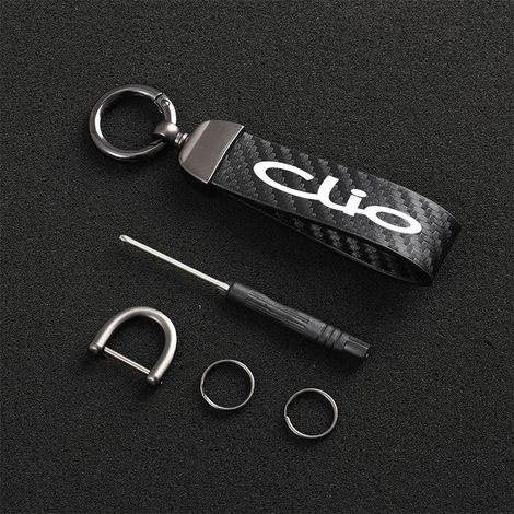 Porte-Clés avec Cordon en Fibre de Carbone pour Renault Clio, Accessoire Décoratif