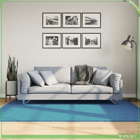 375601 Tapis OVIEDO à poils courts turquoise 140x200 cm (1/5)