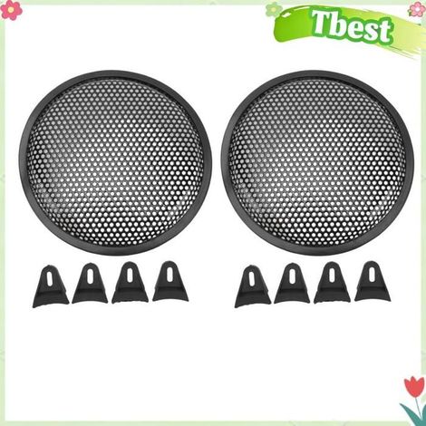 Grille audio de voiture, 2 pièces couverture de gril de haut-parleur 8 pouces voiture RV noir métal fer caisson de basses (1/4)