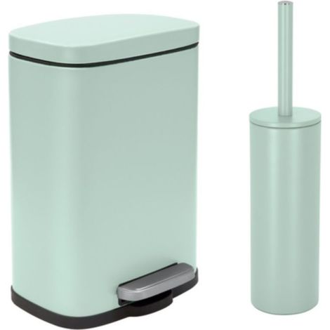 Papelera con pedal y escobilla 5L AKIRA Matt Ice Green Spirella