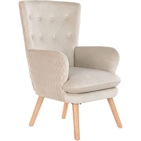 Butaca Poliester Madera 67X70X95 Beige (1/5)