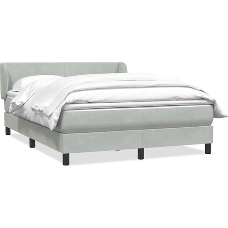 Boxspringbett mit Matratze Hellgrau 160x220 cm Samt